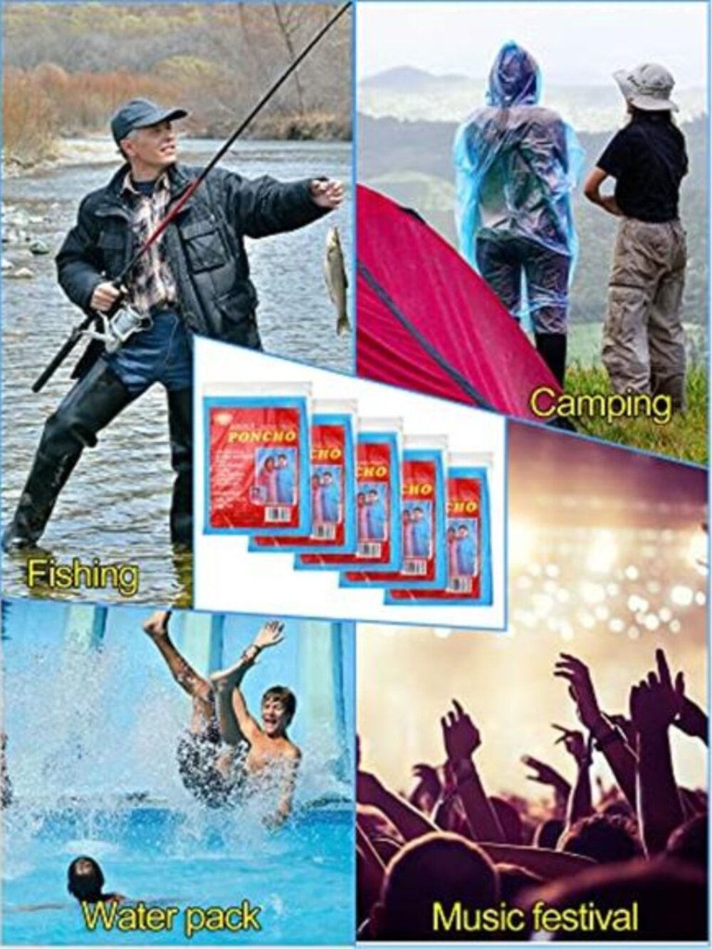 Disposable Rain Ponchos 40 Pack Waterproof Hooded Raincoat Camping Outdoor - Picture 6 of 6